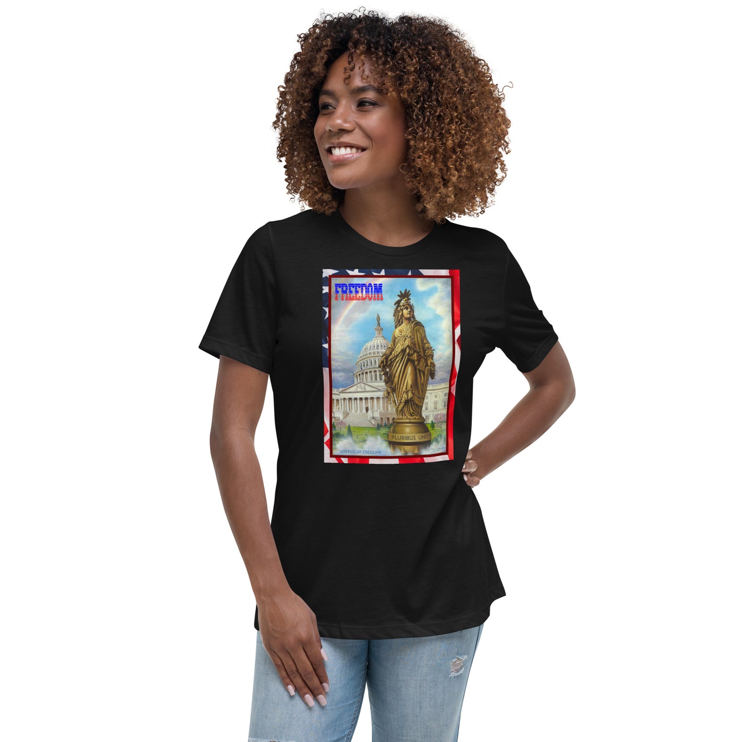 Freedom - Fitted Women's Relaxed T-Shirt - Dark Shirt w/White Text