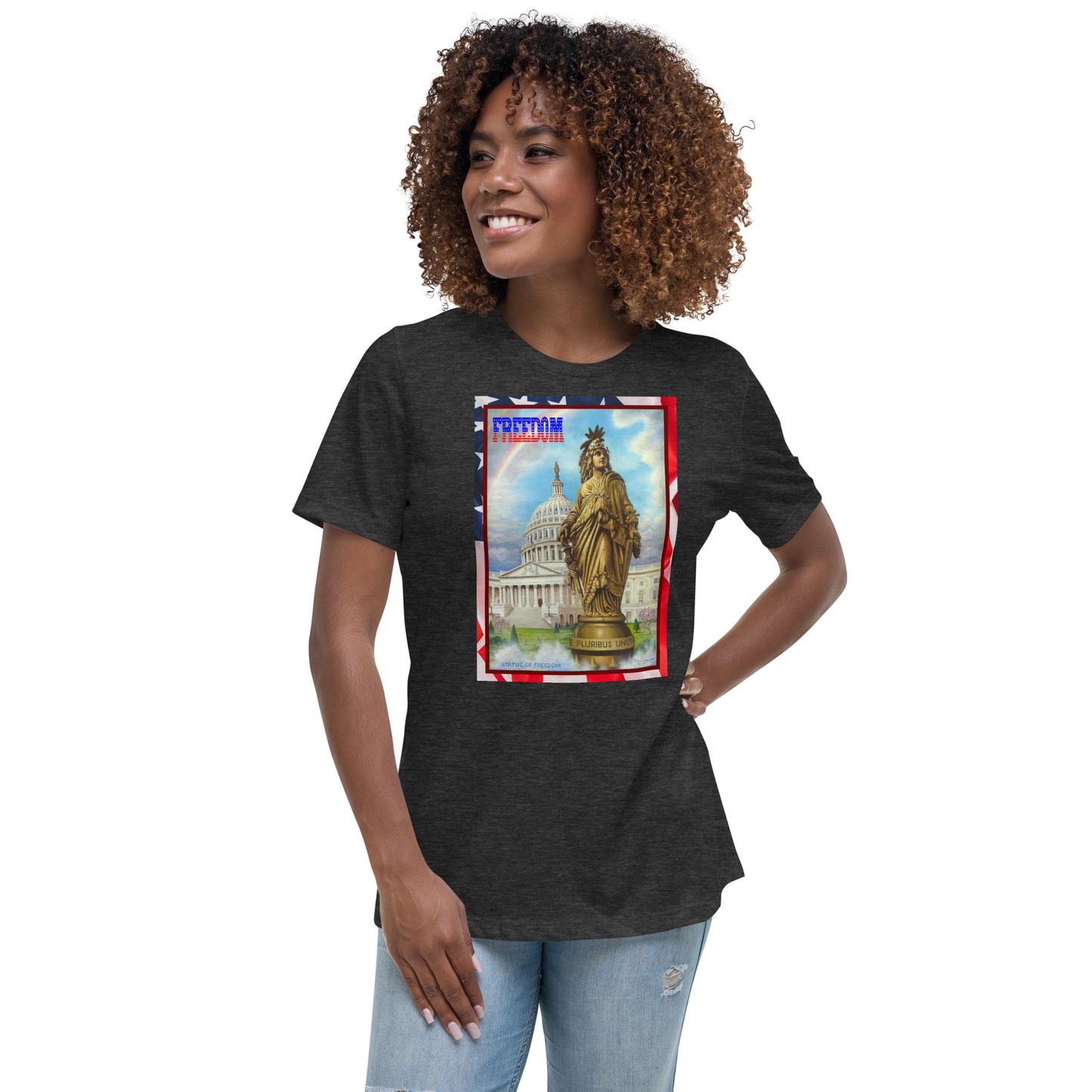 Freedom - Fitted Women's Relaxed T-Shirt - Dark Shirt w/White Text