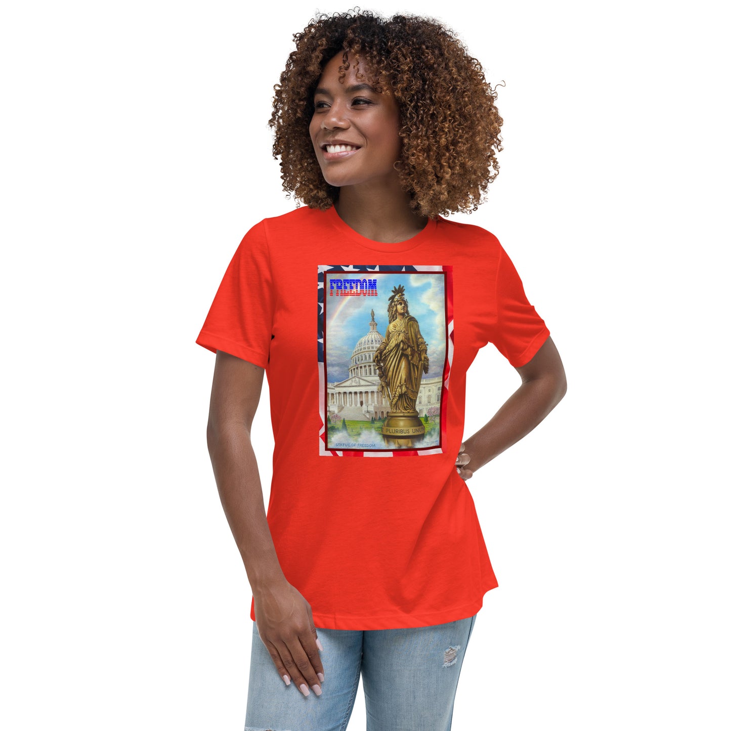 Freedom - Fitted Women's Relaxed T-Shirt - Dark Shirt w/White Text