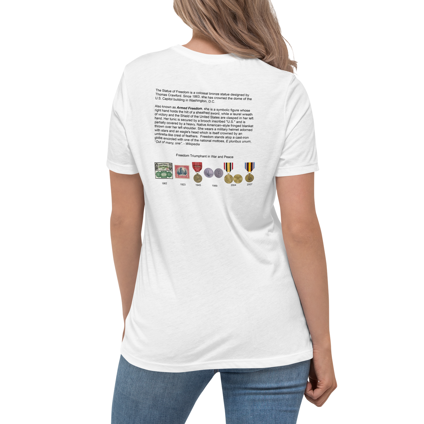 Freedom - Fitted Women's Relaxed T-Shirt - White Shirt w/Black Text
