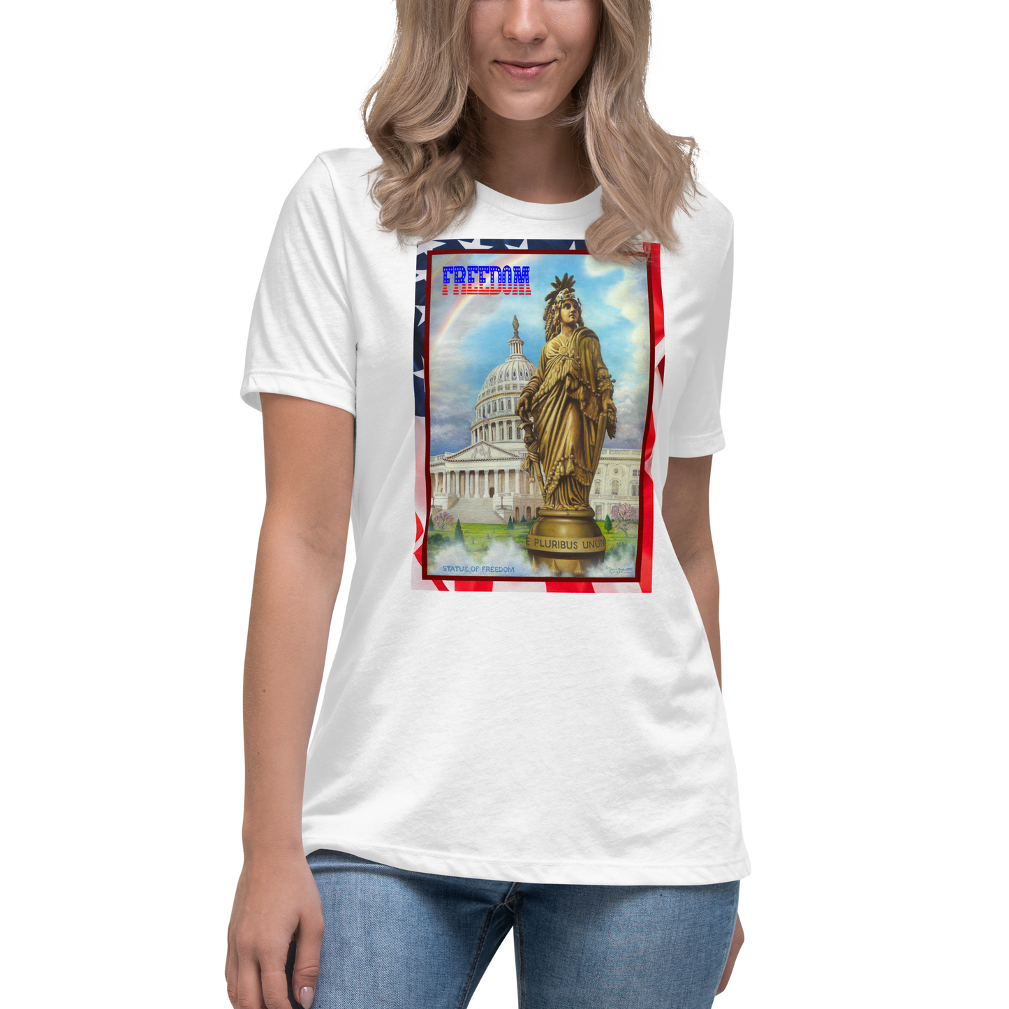 Freedom - Fitted Women's Relaxed T-Shirt - White Shirt w/Black Text
